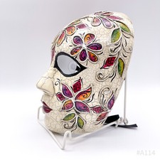 Venetian Mask with Flower Decor Hand Painted, Handmade - Colorful 16.5x25cm