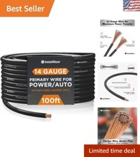 High-Performance 100ft 14 Gauge OFC Remote Wire - Durable Black Speaker Cable