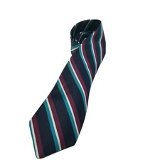 Mens Nordstrom Neck Tie Navy Blue Regimental Stripe 100% Silk Made in USA