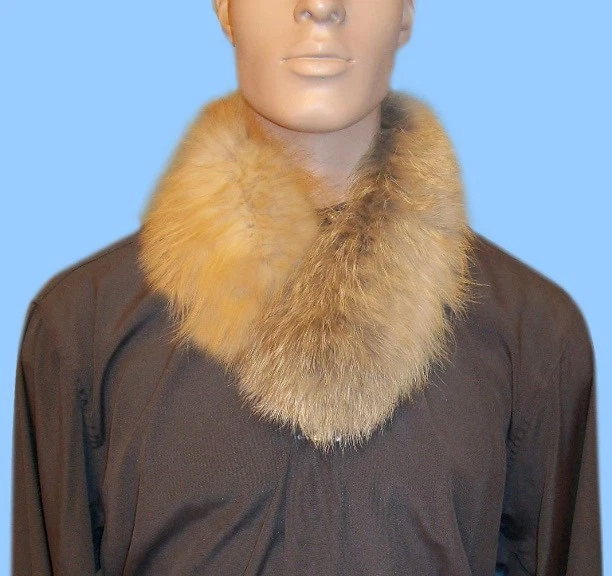 New MENS GENUINE NATURAL RED FOX FUR NECK WRAP - SCARF