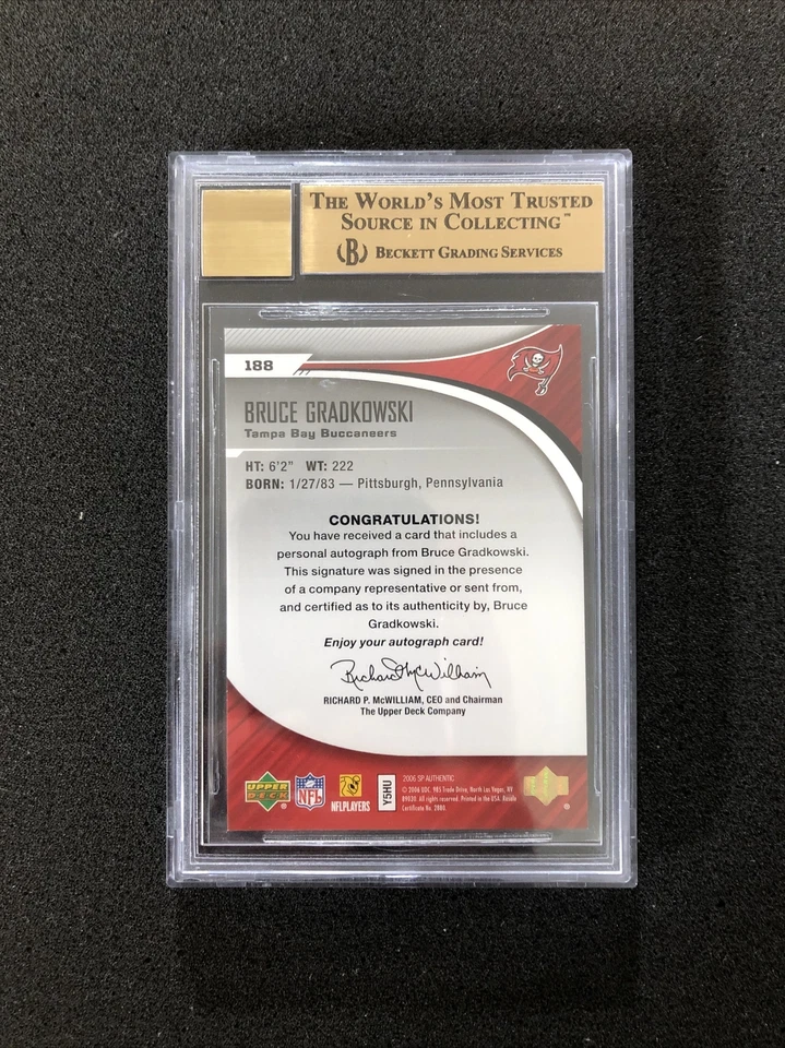 2006 Upper Deck SP Authentic BRUCE GRADKOWSKI #188 BGS 9.5 💎 RC AUTO 0913/1175 - Image 2 of 2