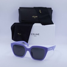Celine CL40198F 78A Shiny Solid Lilac/Smoke 56-21-145 Sunglasses New Authentic