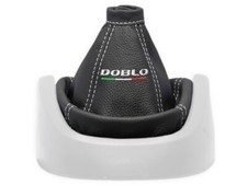 SCHALTMANSCHETTE FUR FIAT DOBLO 2 2010-2015 SCHALTSACK LEDER STICKEREI WEISS 