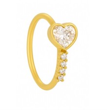 14K Gold Hoops with Heart Shaped CZ