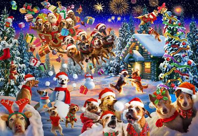  Christmas Jackクリスマス入手困難 Vermont Christmas Company Crazy Christmas Canines 100 Piece Jigsaw