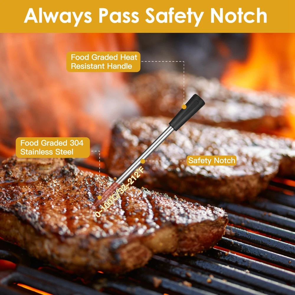 Meat Thermometer -Range Wireless Food Thermometer, Temp Monitor w/ Dual Probes