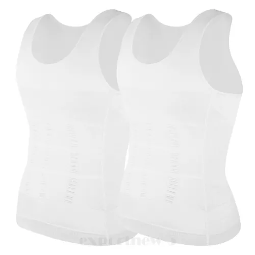 Herren Abnehmen Body Shaper Weste Gürtel Bauch Brust Kompression T-Shirt Tank Top - Bild 21 von 49
