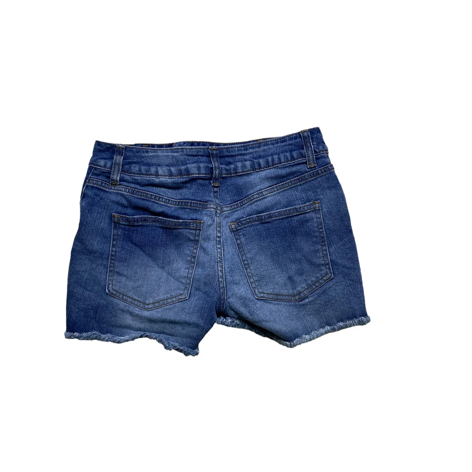 Pantalones Cortos de Jean Maurices Para Mujer Talla 2 Corte Deshilachado Desgastado Denim Lavado Medio Foto 2 de 4