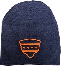 Chicago Flag Bear Face Skull Knit Hat Navy