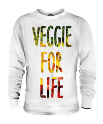 VEGGIE FOR LIFE UNISEX PULLOVER TOP GESCHENK VEGETARISCH VEGAN