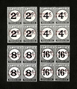 St. Lucia 1967 - Scott# J9-12 Postage Due with Overprint - 4V Blocks of 4 - MNH
