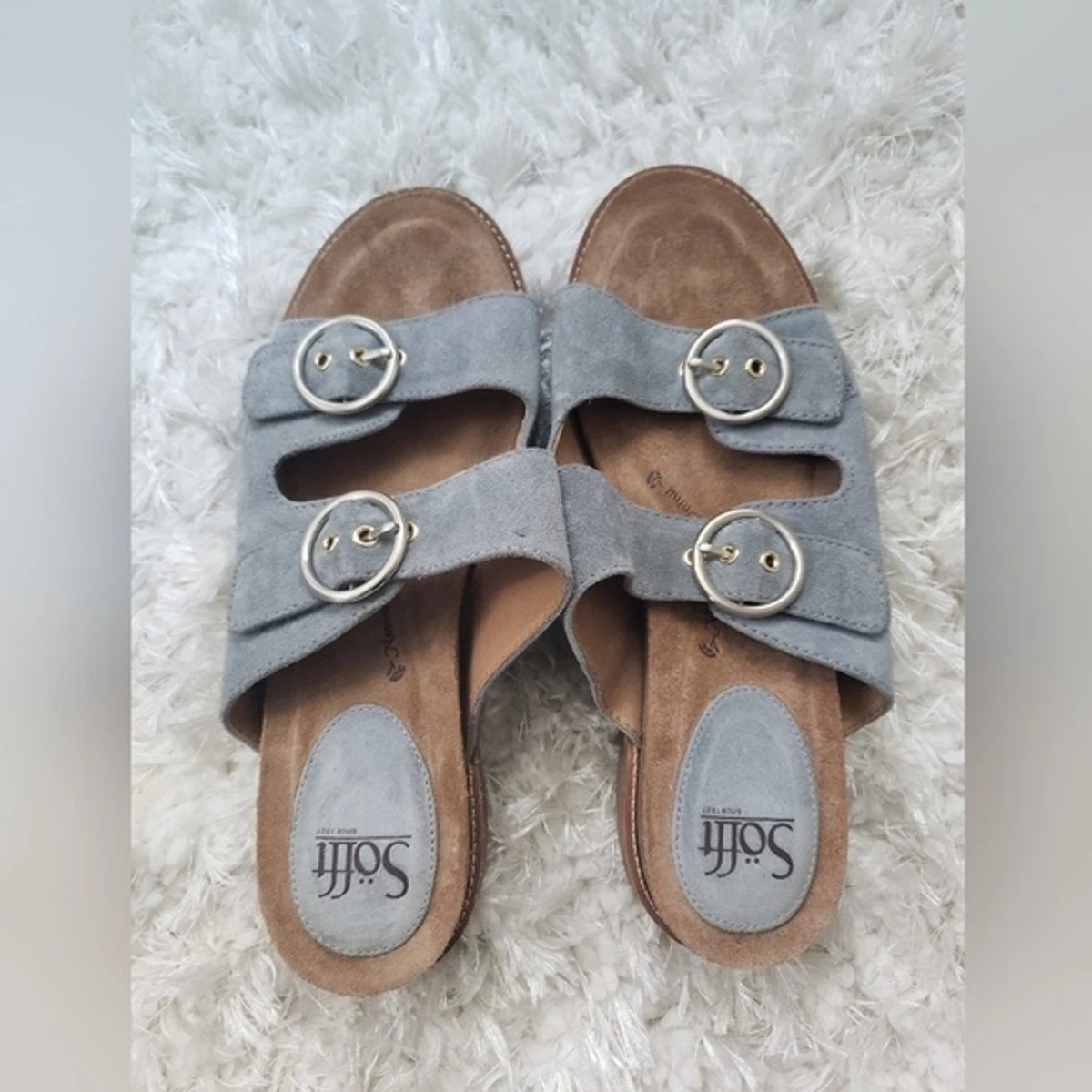 Sofft Womens Brooklyn Chambray comfort cork platform sandals 9.5