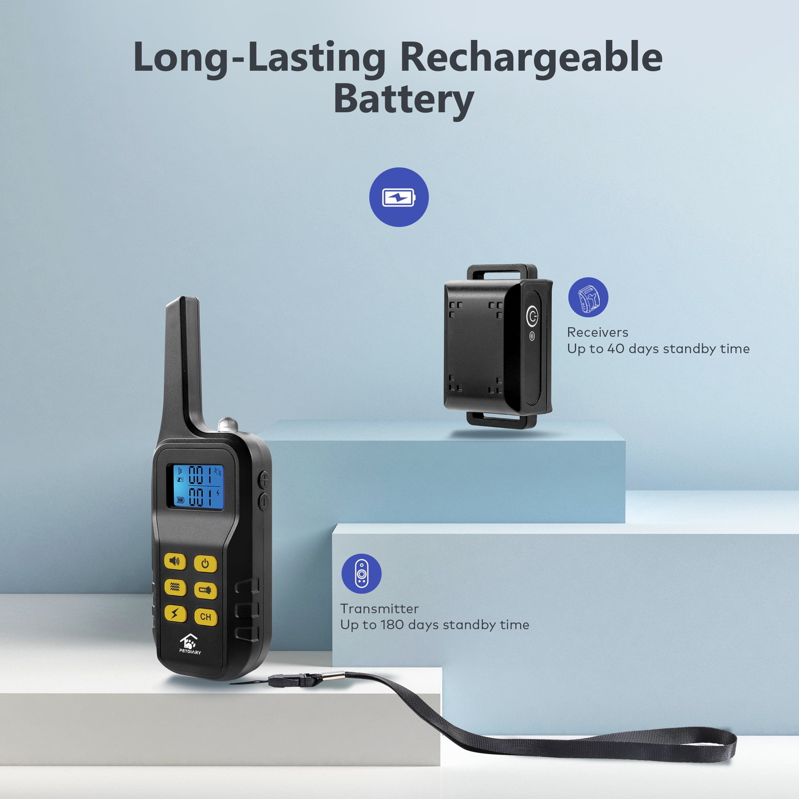 Petdiary T720 3300ft Dog Training Collar Waterproof Shock Collar with