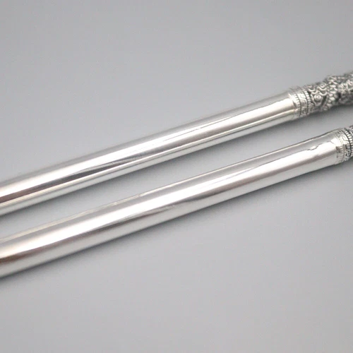 Palillos de plata fina real 999 mango de dragón y fénix palillos saludables - Imagen 5 de 24
