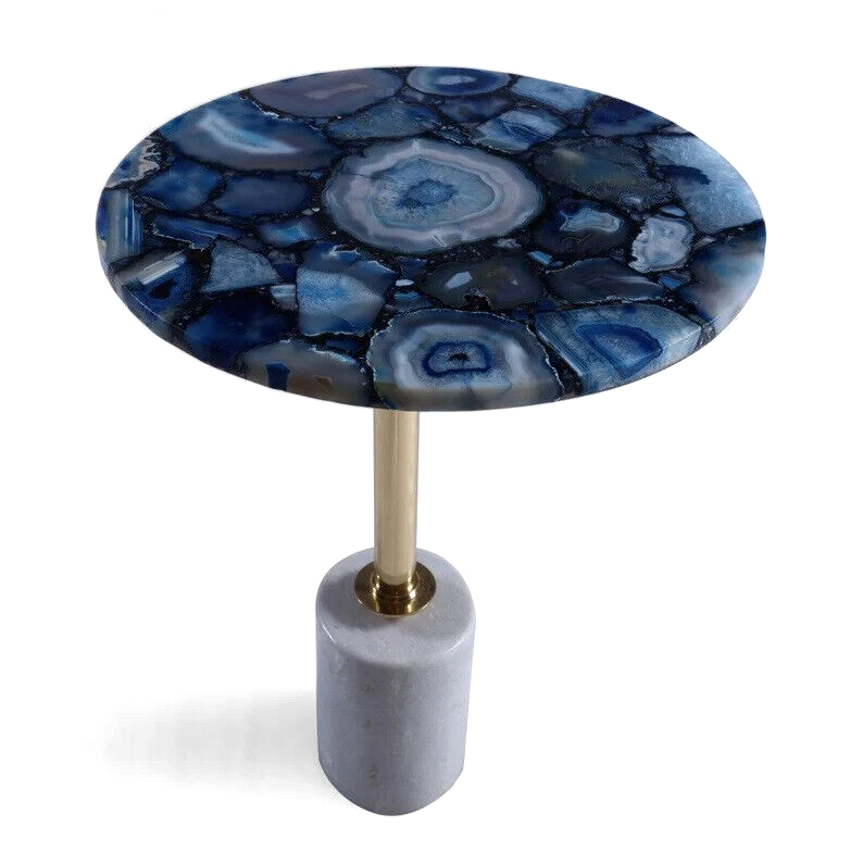 Blue Agate Stone Coffee Table Top 15x15 Inch Sofa Centerpiece Decor  