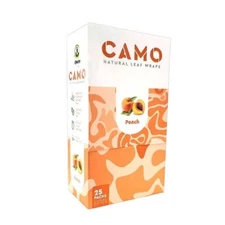5 PACKS of CAMO NATURAL LEAF WRAPS - PEACH - 25 SHEETS HERBAL CHAMOMILE MATE