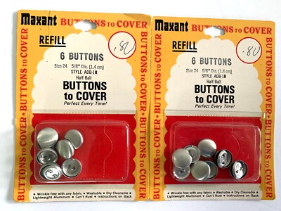 2 Packages 12 Buttons Maxant Buttons to Cover Refill Size 24 5/8