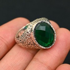 Green Emerild Men's Ring 925 Sterling Silver Handmade-Statement All Size BJ222