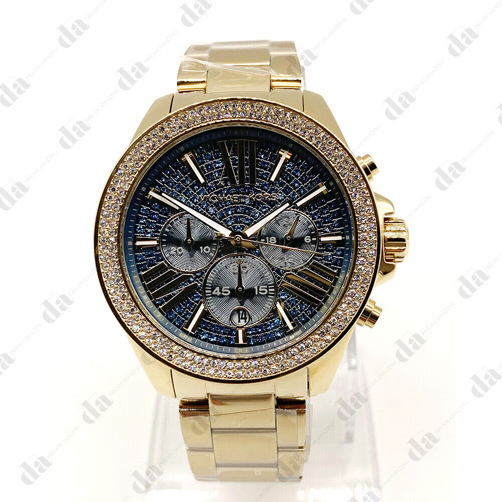 Michael Kors MK6291 42mm Wren Blue Crystal Glitz Chronograph
