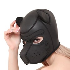 PU Full Head Mask Dog Role Play 10 Colors Restraints Hood Puppy Cosplay Headgear