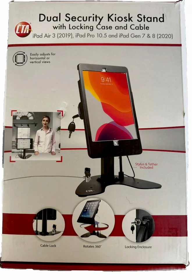 Dual Kiosk Stand – CTA Dual Security Kiosk Stand with Locking Case Cable and ... - Image 2 of 4