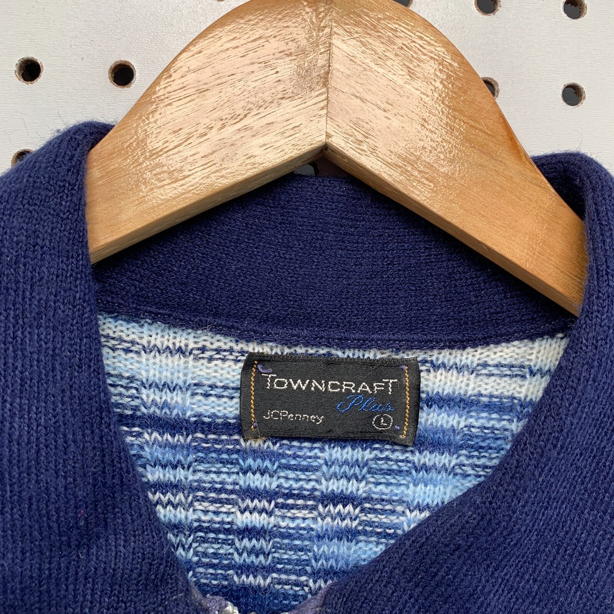 Vintage 70s Towncraft JcPenny 1/2 ZIp Ribbed polo Shirt Blue