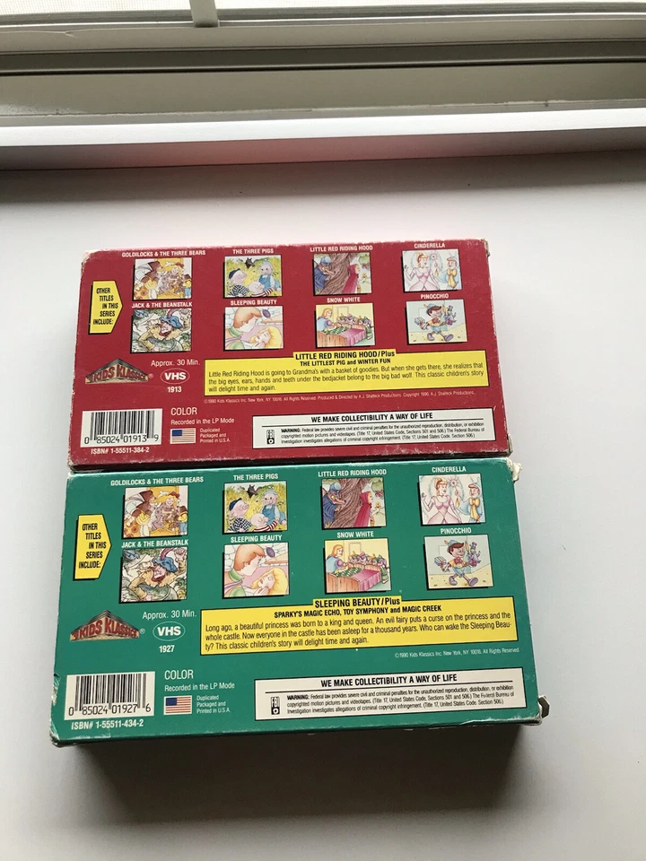 Смотрите, читайте, цвет VHS 2 ленты лот, редкая OOPS спящая красавица, маленькая красная шапочка - Изображение 2 из 3