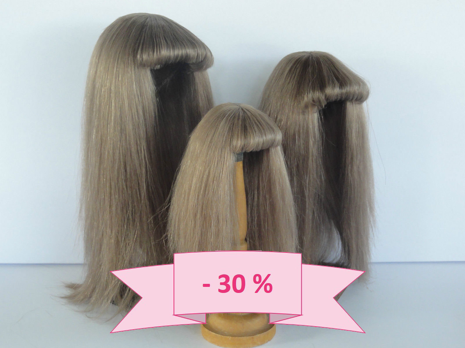 Perruque de poupée T4 en cheveux naturels 24cm Bravot
