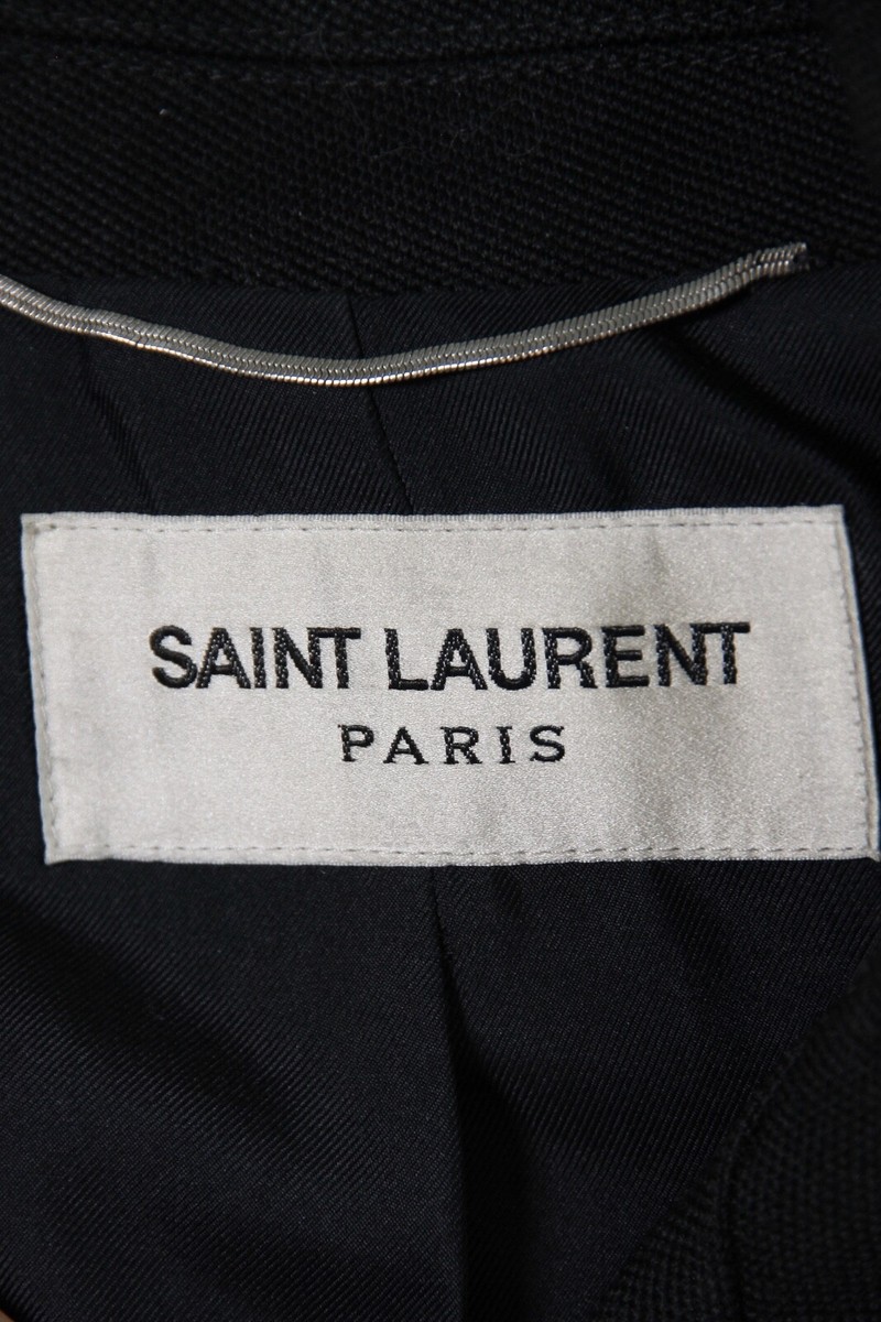 FW13 Saint Laurent Paris Cropped Black Pea Coat Wool Jacket FW13 Saint Laurent Paris Cropped Black Pea Coat Wool Jacket