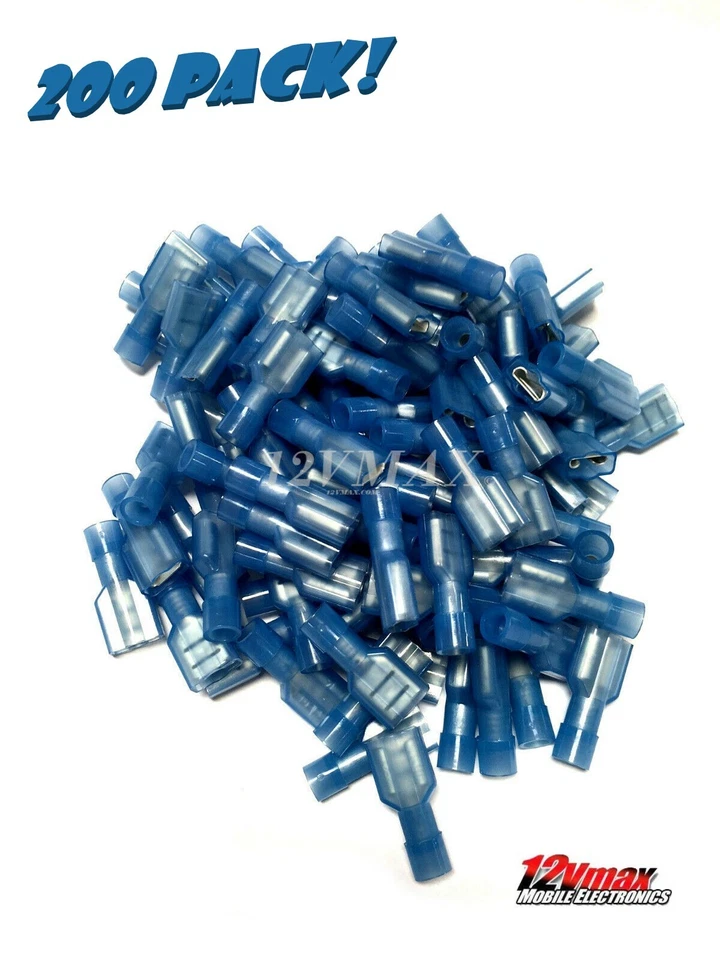 200pcs 16-14 Gauge Fully Nylon Insulated Female Spade Speaker Connectors Blue - Image 2 of 4