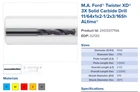 .1719" M.A. FORD 2XDSS1719A CARBIDE DRILL  4.37mm -  11/64" , 142  Degrees Point
