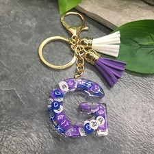 3.5" Handmade Resin Pendant Initial Keychain G Tassel New Free Ship 8808