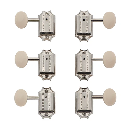 Gibson PMMH-060 Deluxe White Button Tuner Set, Vintage Nickel