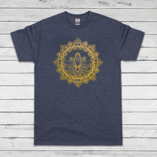 Camiseta Lotus Mandala con estampado dorado hindú indio tradicional yoga para hombre y mujer - Imagen 5 de 8