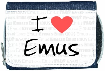 I Love Heart Emus Denim Geldbörse