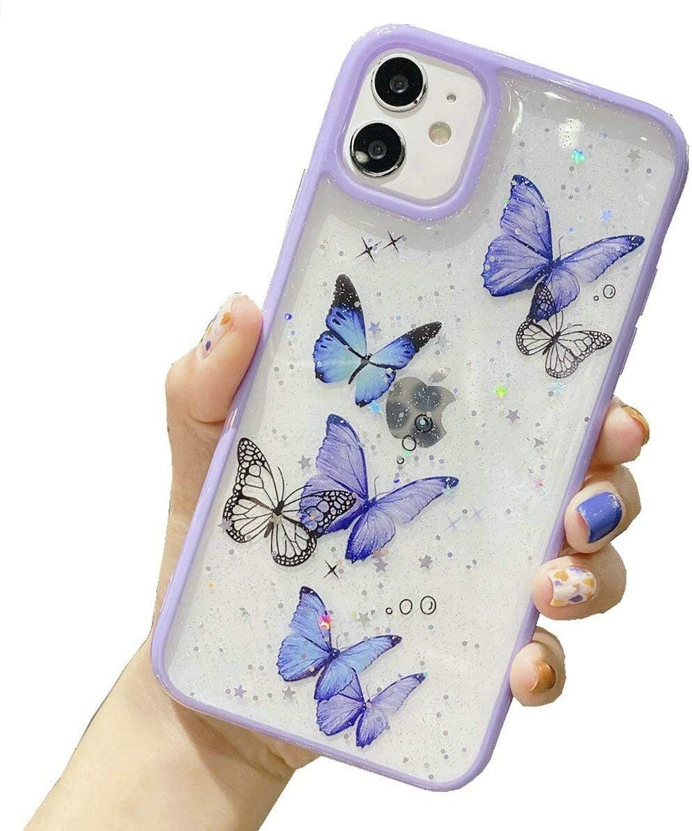 Bling Glitter Case Girl Butterfly Bling Phone Cover for iPhone 13 Pro Max 12 11