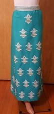 WOMENS VINTAGE AQUA/WHITE LONG FULL LENGTH 60'S ERA SKIRT