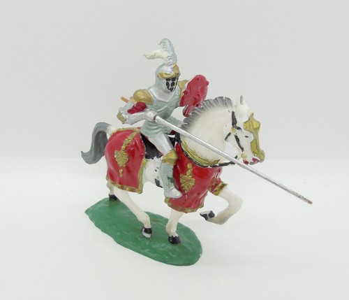 ELASTOLIN 70MM MOYEN age chevalier à cheval avec lance EUR