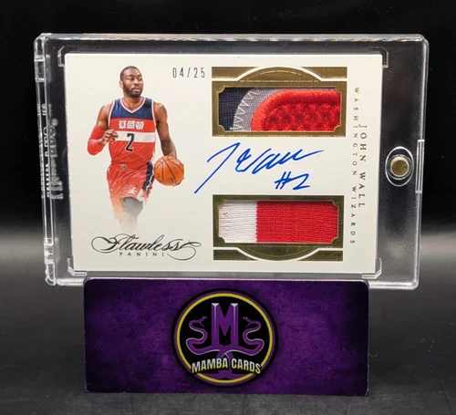 2015-16 Panini Flawless John Wall Gold Foil Dual Patch Auto /25 GAME USED