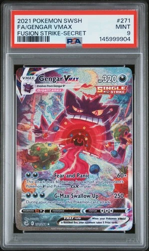 2021 POKEMON SWORD & SHIELD FUSION STRIKE SECRET #271 FULL ART/GENGAR VMAX PSA 9