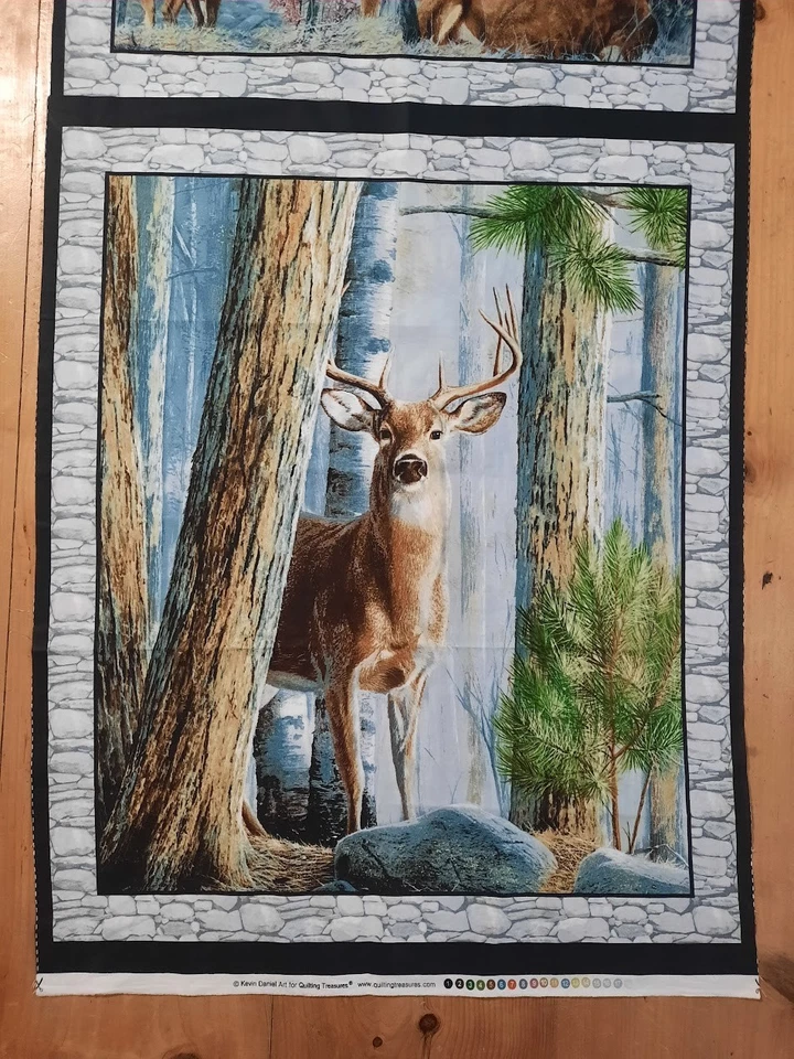 Quilting Treasures Deer Fabric Panel Forest Nature Buck Doe 23" x 43" Unwashed - Image 2 of 4