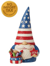 Jim Shore Patriotic Gnome Figurine w Basket Fireworks America 7.5  H Enesco NIB