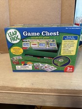 Leap Frog Game Chest with 4 Games Dominoes Math Rummy Alphabet Go Fish Wood Box