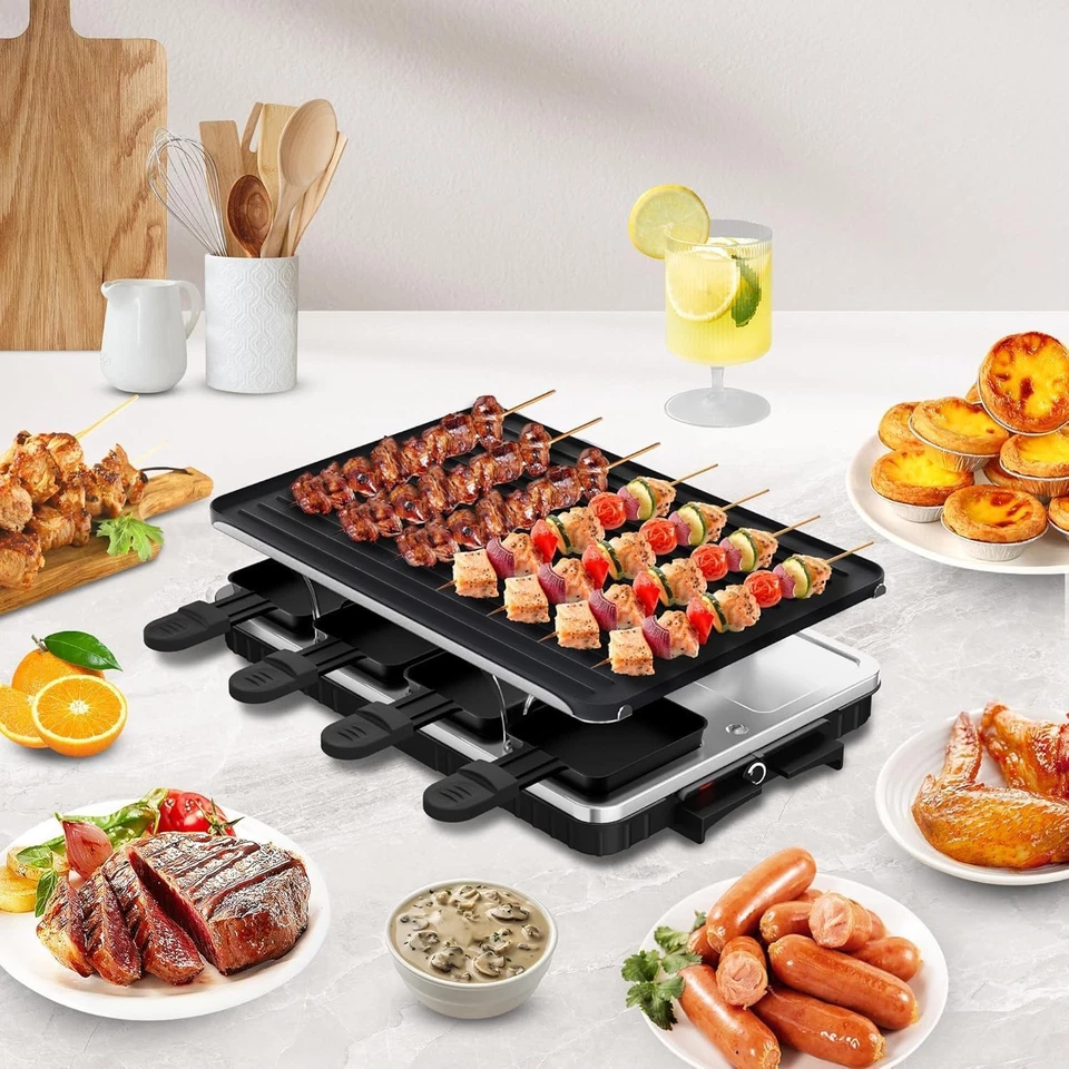 HBN Electric Raclette Table Grill W/ 8 Warming Trays, 2-in-1 Korean BBQ Grill - Image 4 of 4