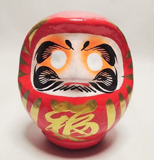 Red Lucky Daruma 4.3" Takasaki Japanese Good Fortune Charm Prosperity Prayer