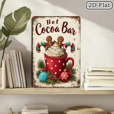 Hot Cocoa Bar Christmas Kitchen Tin Metal Signs Home D cor 8x12