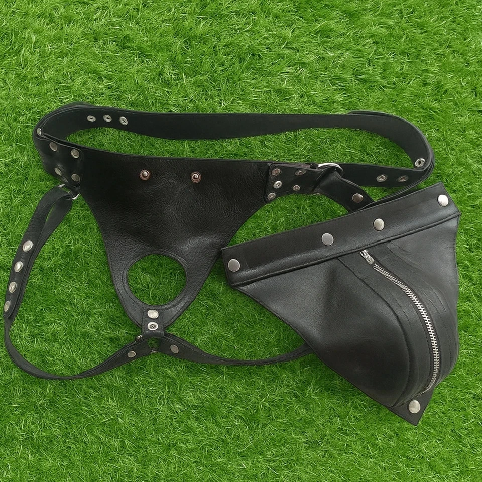 Men's Jock Strap Leather Underwear Jockstrap Briefs Underpants Thong - Image 4 of 4