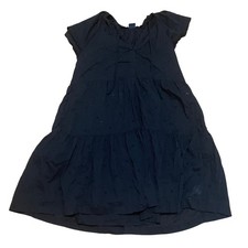 Gap Womens M Tall Black Tiered Floral Embroidered Flutter Sleeve Boho Mini Dress