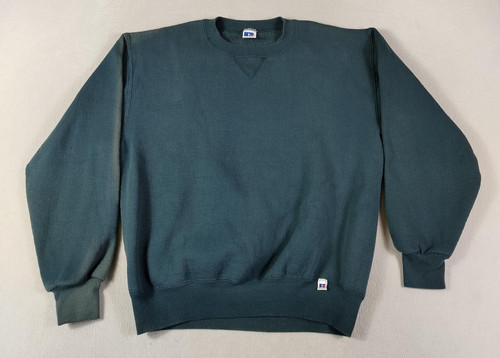 Vintage Russell Athletic Sweatshirt Mens Medium Green Crewneck Blank 90s Casual