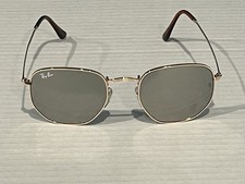 Ray-Ban RB3548 51MM Hexagonal Sunglasses Gold Frame/Silver Mirror Flat Lens
